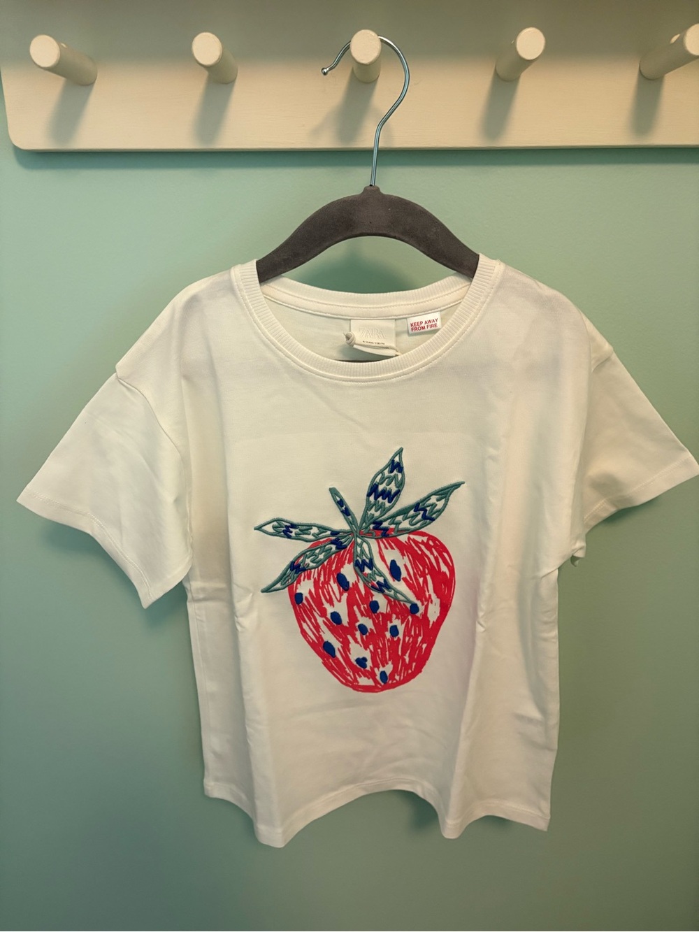 ZARA FRUIT PRINT AND EMBROIDERED T-SHIRT